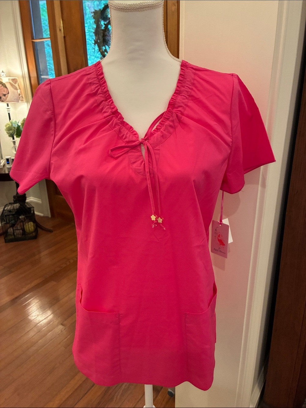Koi Scrub Tops (3)  Pinks/Purple. Feminine, Boho gathered fit. NWT S - Picture 5 of 8